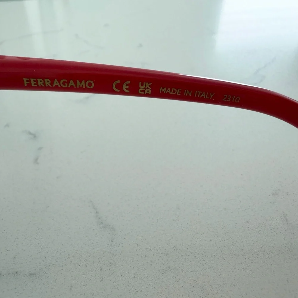 Salvatore Ferragamo Red Frame Black Lens Sunglasses
